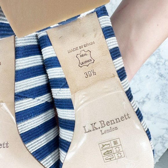 LK Bennett Hadley Blue White Striped Closed Courts Heels - Picture 11 of 14